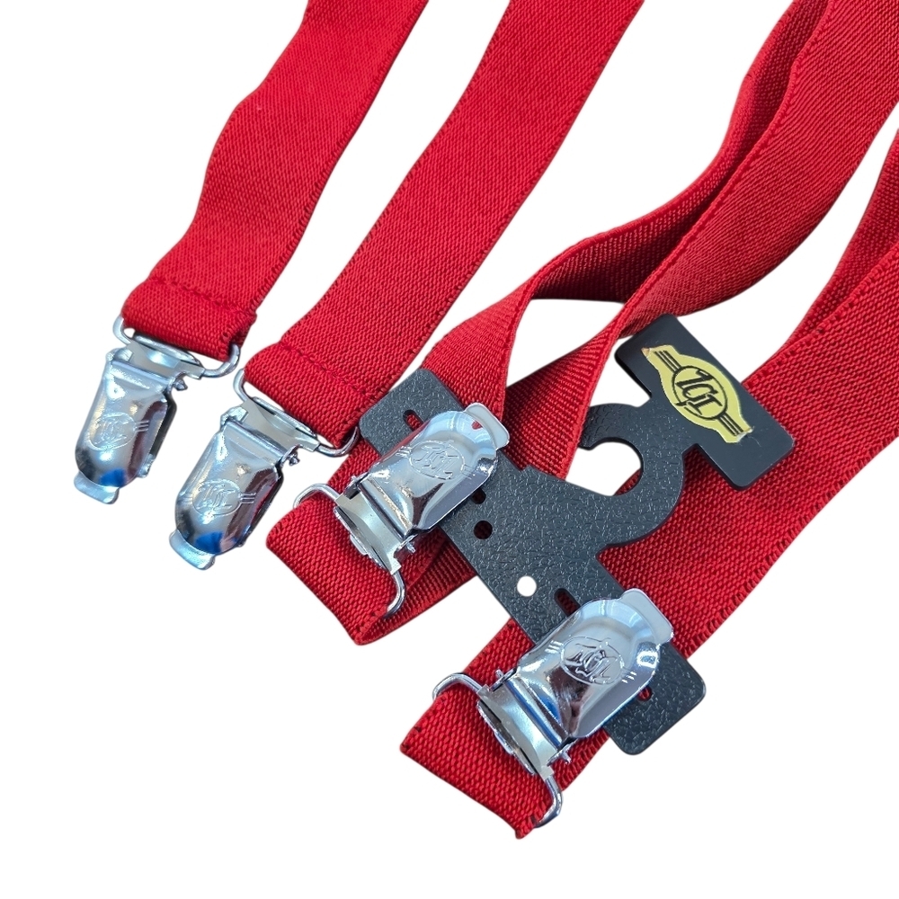 New Oldstock Vintage 90s Disney Mickey Mouse Leather Suspenders Red Korea Made - Picture 3 of 7